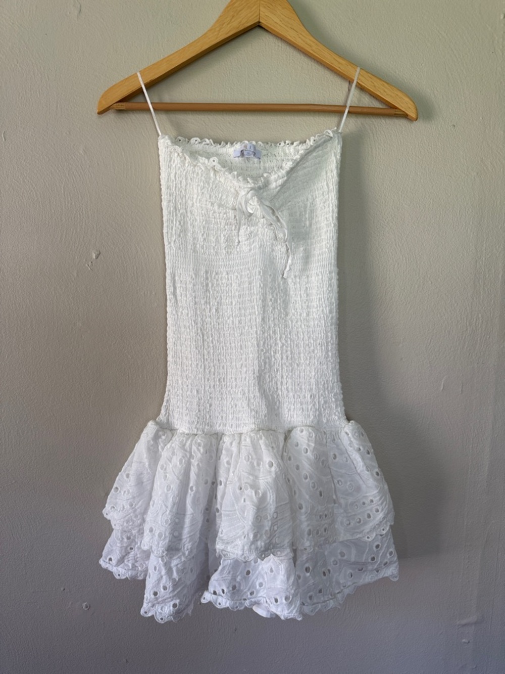iris White Strapless Eyelet Ruffle Sundress